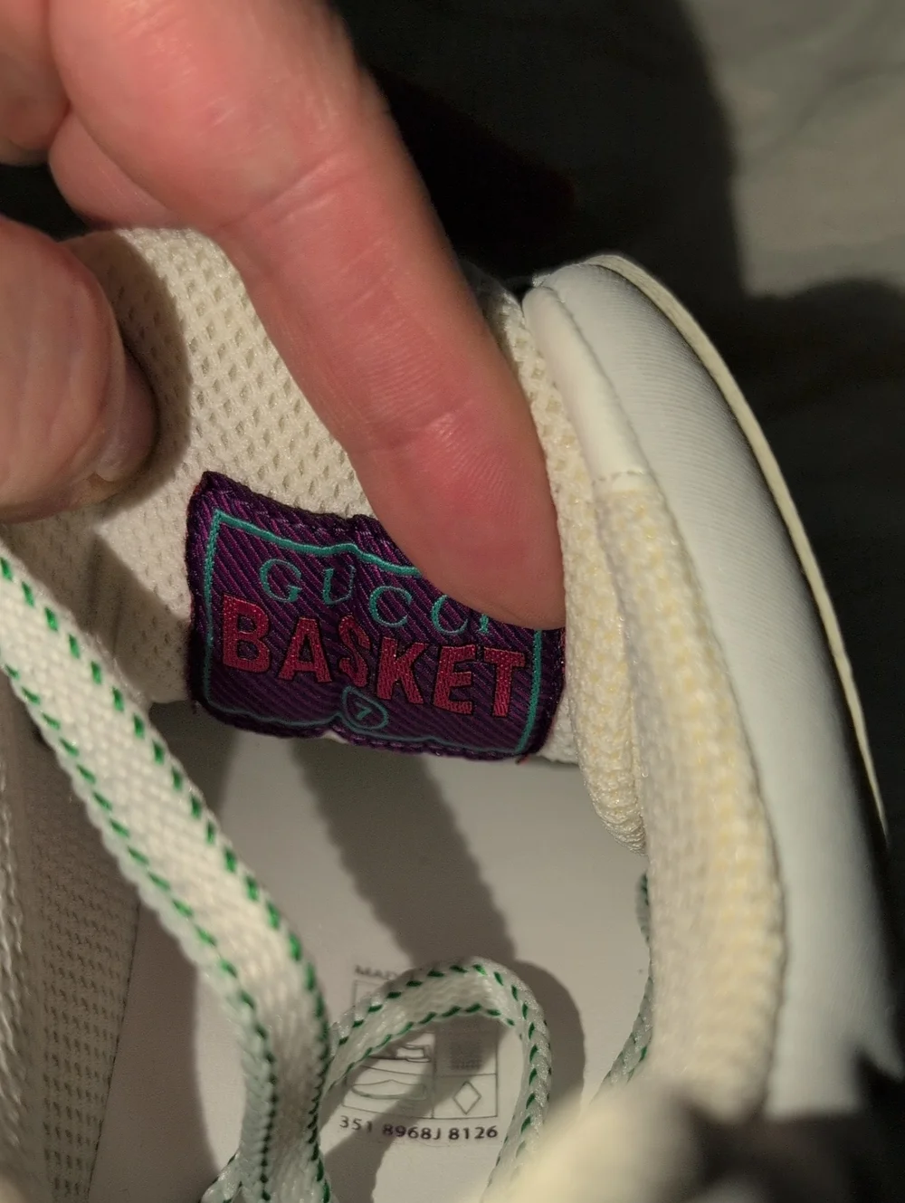 Gucci Basket Low Sneaker RIGHT SHOE ONLY White Green Demetra Men's 7